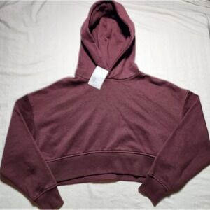 Forever 21 Sweater Womens Small Chocolate Brown Hooded Cropped Pull Over NWT